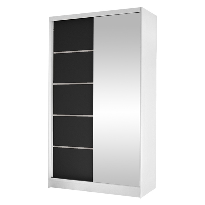 Dulap Masero III, MIRJAN 24, 100x200x58 cm, alb/ negru