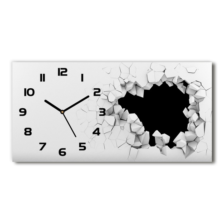 Dekor óra, Tulup, A lyuk a falon, Fehér, 60 cm x 30 cm