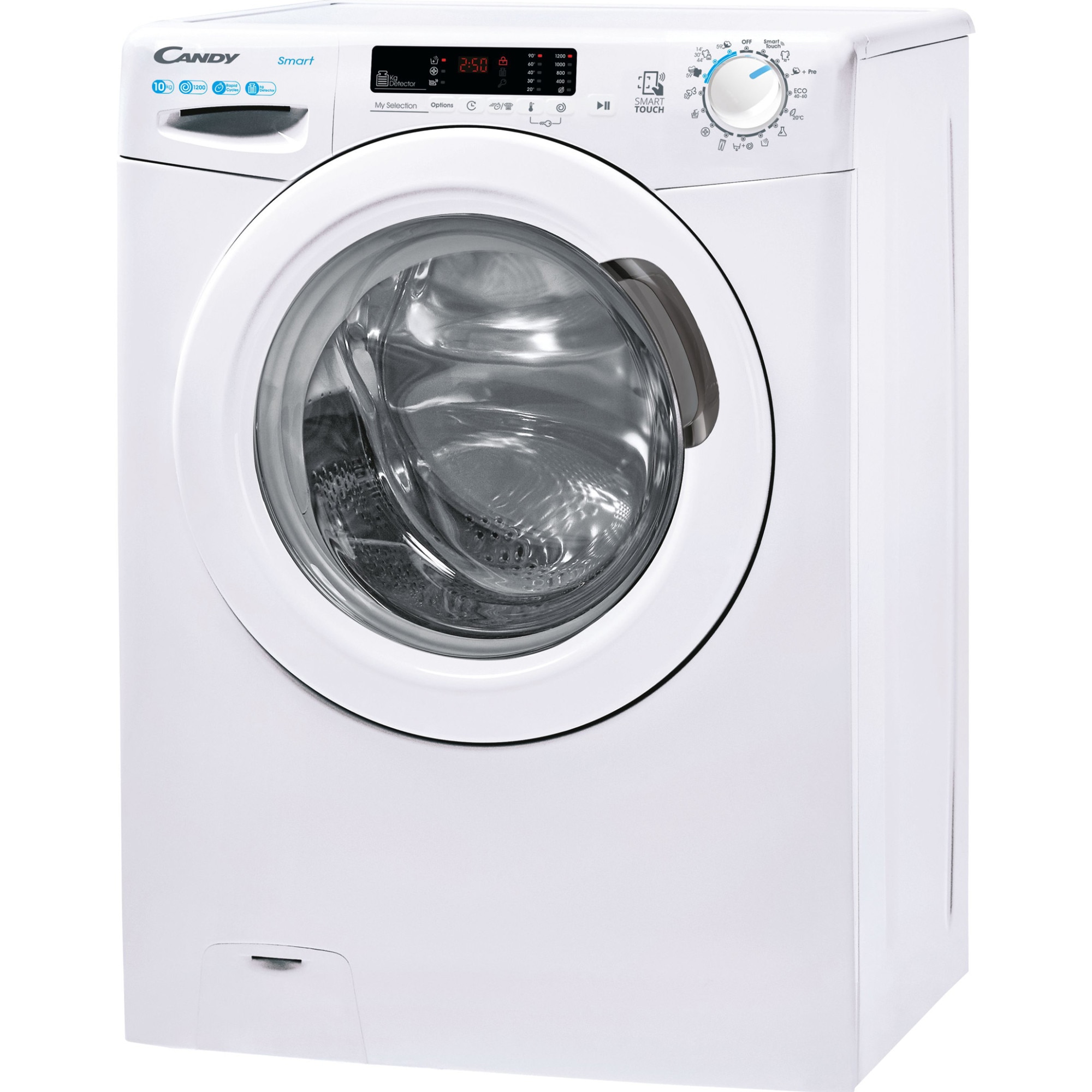 Masina de spalat rufe Candy CS 12102DE/1-S, clasa E, 10 kg, 1200 rpm, Easy Iron, Programe rapide de spalare, Hygiene, alb
