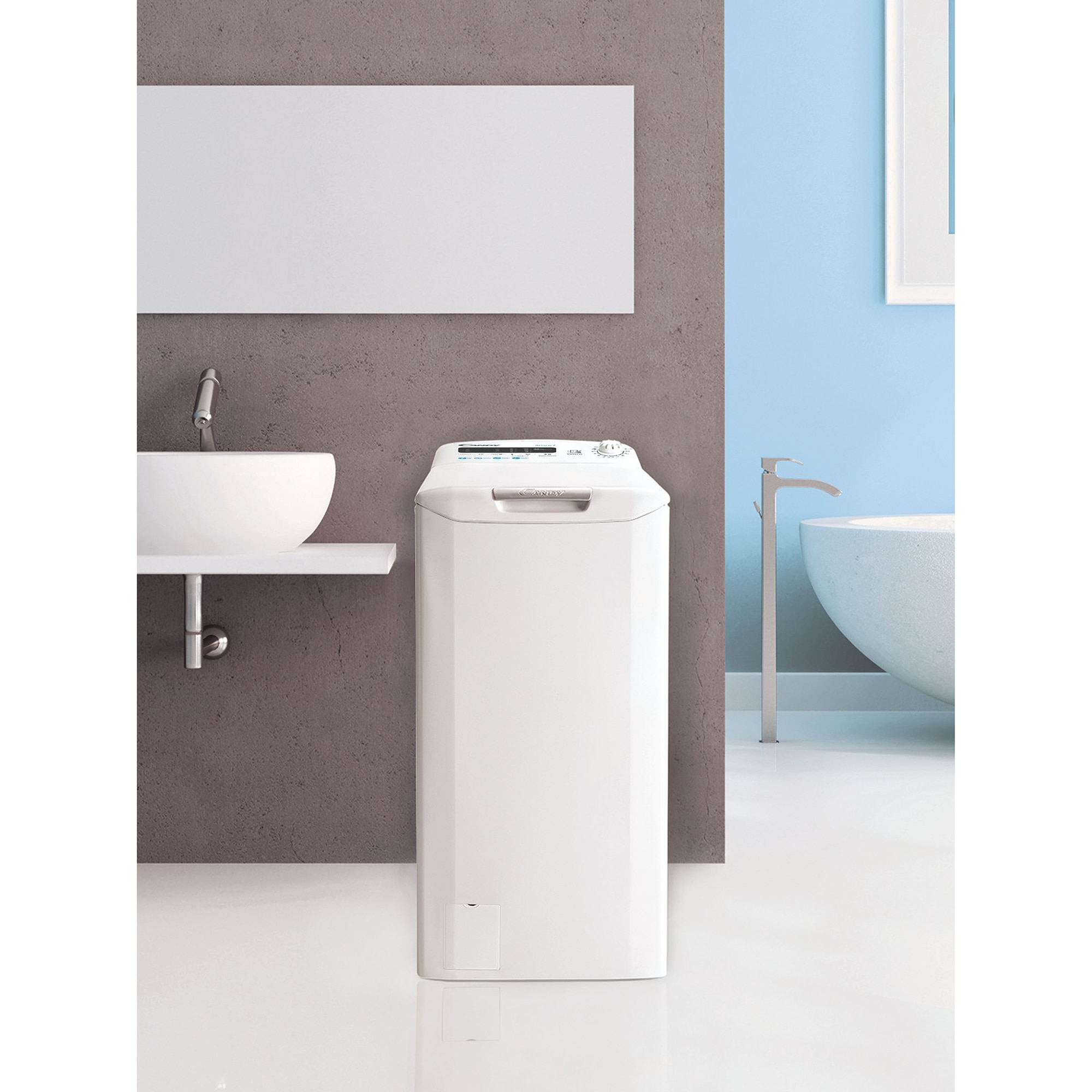 Masina de spalat rufe cu incarcare verticala Candy CSTG 272DVET/1-S, 7 kg, 1200 rpm, Clasa E, Gentle Touch Opening, Easy Iron, Alb