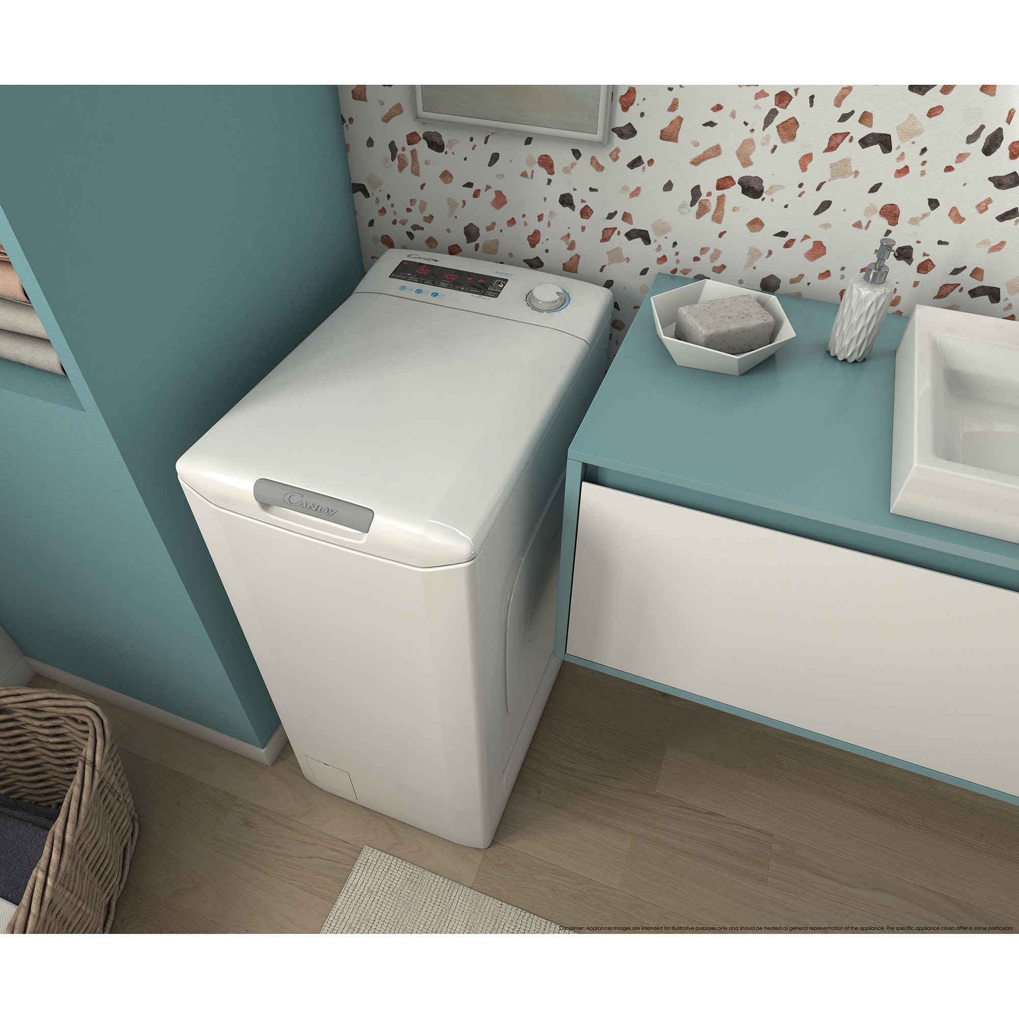 Masina de spalat rufe cu incarcare verticala Candy CSTG 272DVET/1-S, 7 kg, 1200 rpm, Clasa E, Gentle Touch Opening, Easy Iron, Alb
