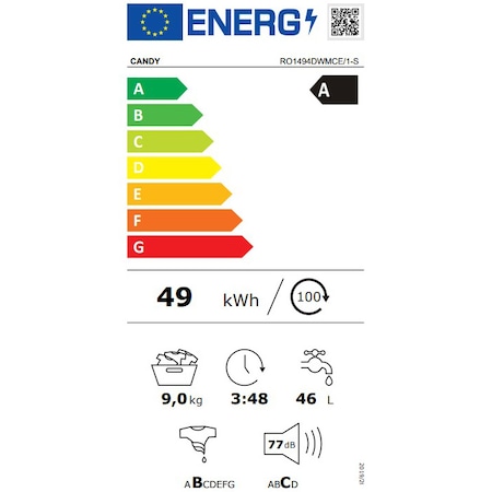 Masina de spalat rufe Candy Rapido RO1494DWMCE/1-S, 9 kg, 1400 rpm, Clasa A, Motor Inverter, Conectivitate WiFi, Mix Power Systems, Alb