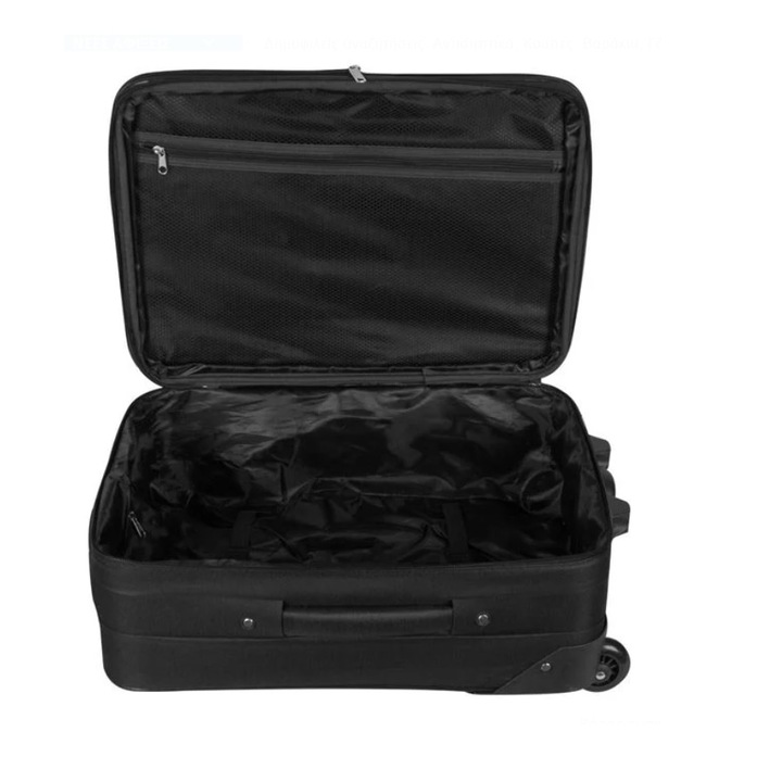 Valiza Troler, capacitate 34 l, 2 roti, 3 manere, lacat, negru, 38x22,5x54,5 cm