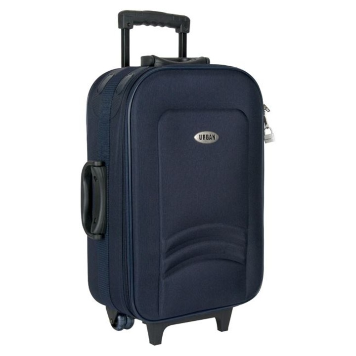 Куфар с количка, син, 3 дръжки, 2 двойни колела, 37x20x55,5 см