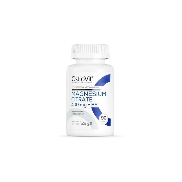 Хранителна добавка OstroVit Магнезиев цитрат + В6 400 mg, 90 таблетки