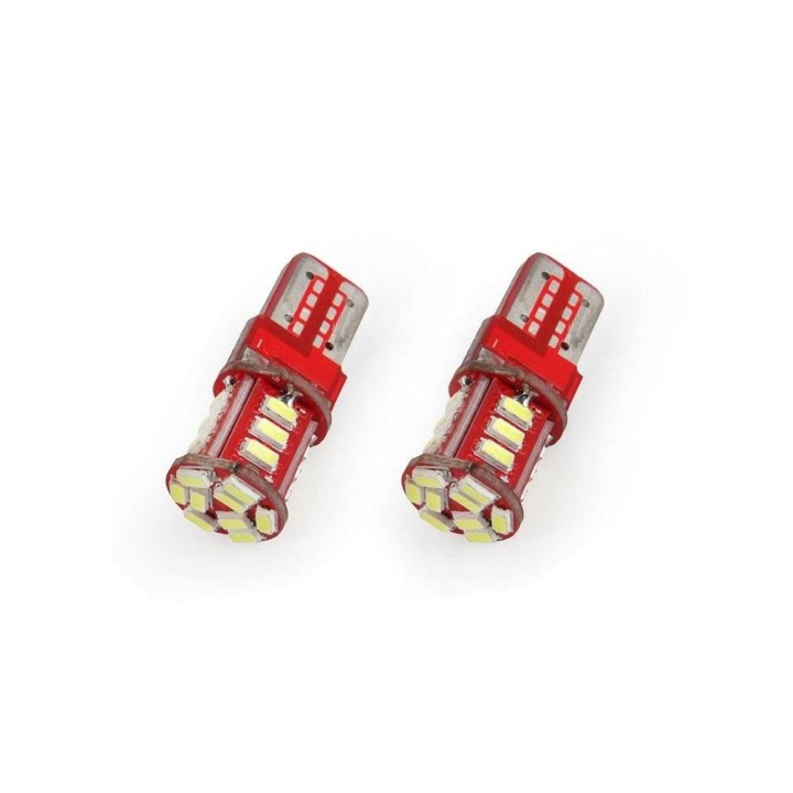Set 2 becuri T10, 21 LED-uri SMD 3014, 12V, W5W, 1W, 6500k Vertex 01093 Amio