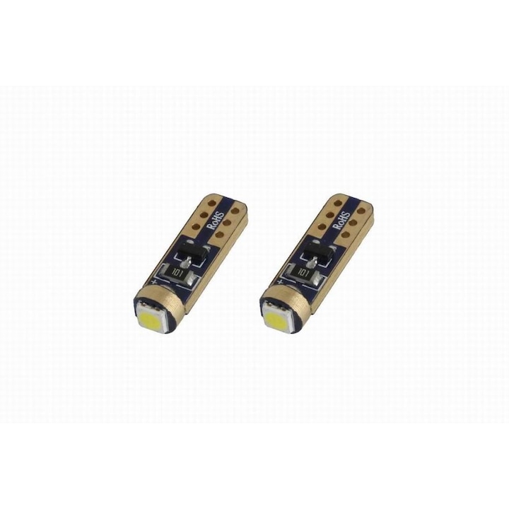 Set 2 becuri T5, 1 LED, SMD 3030 12V/1.2W, W5W 01094 Amio