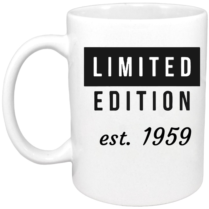 Cana personalizata cu interior colorat, alb, Limited edition 1959, 330 ml