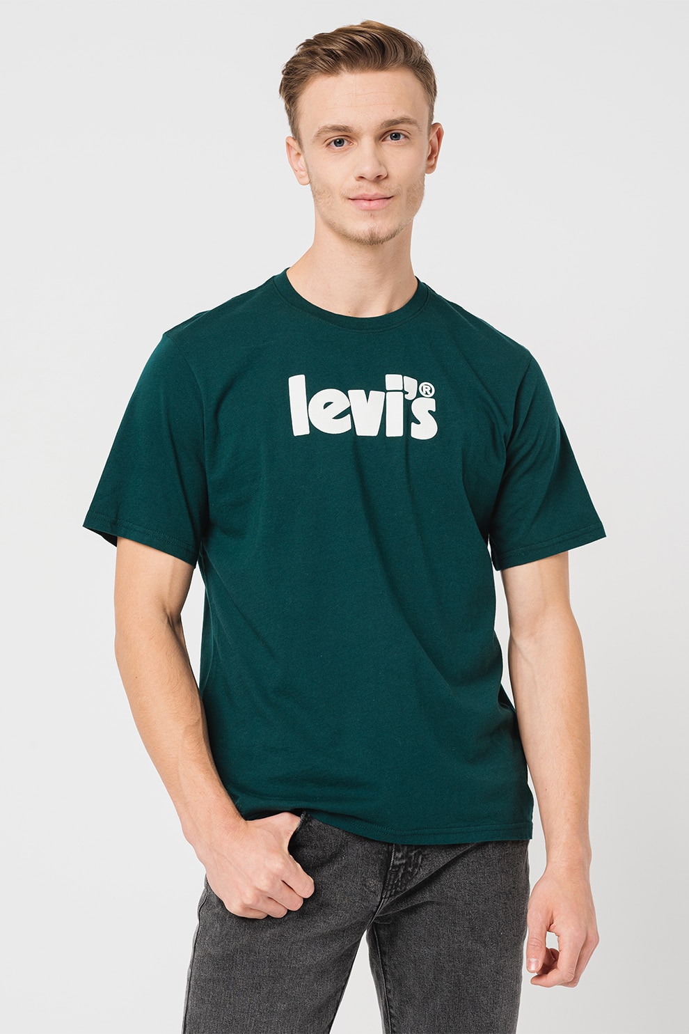 Levis Памучна тениска със свободна кройка Бял Персийско зелено L 