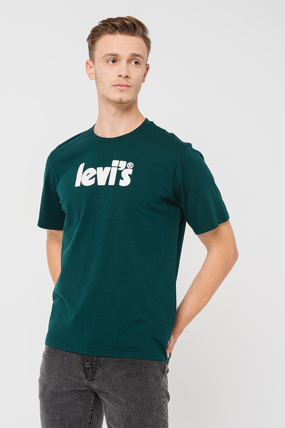 Levis Памучна тениска със свободна кройка Бял Персийско зелено L 
