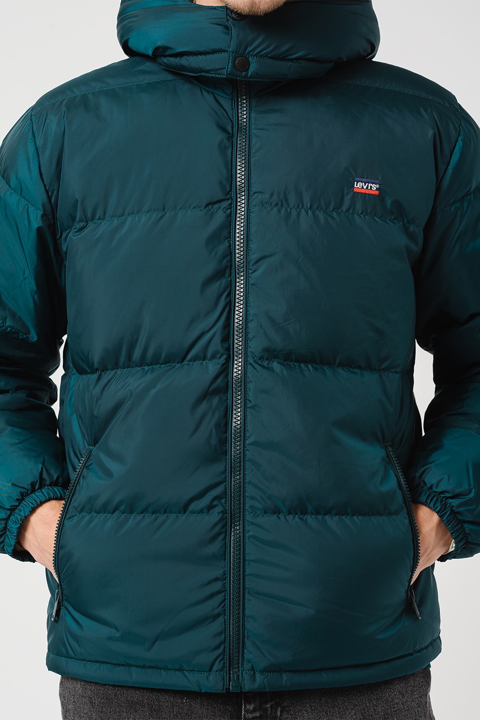 Levi's, Зимно капитонирано яке с отделяща се качулка, Тъмнозелен, M ...