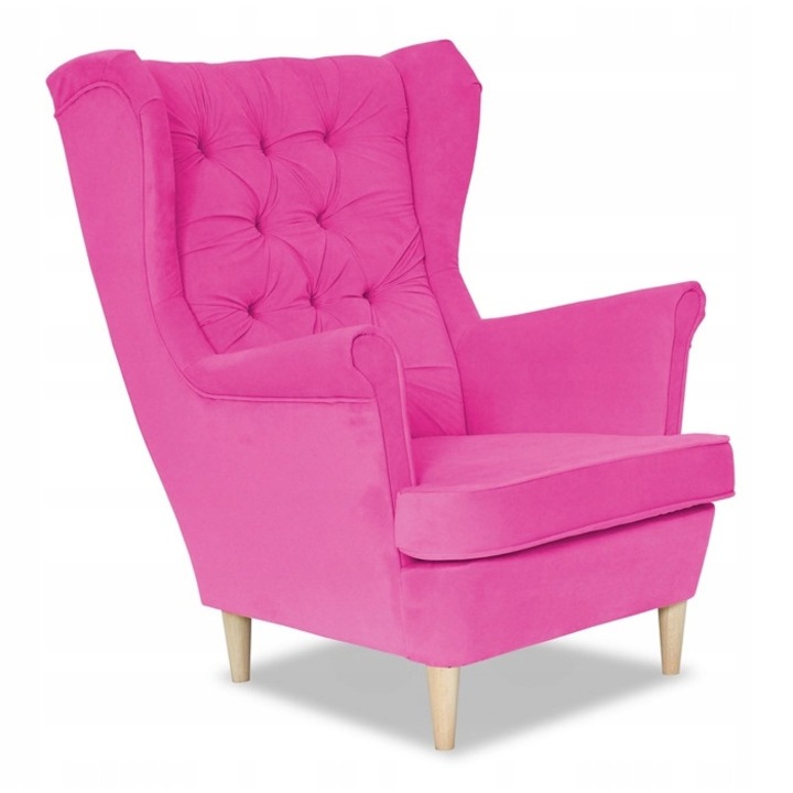 Fotoliu Fix Gaja Scandinav Puf Din Velur Extensibil Pentru Sufragerie Roz fuchsia 104x84x92