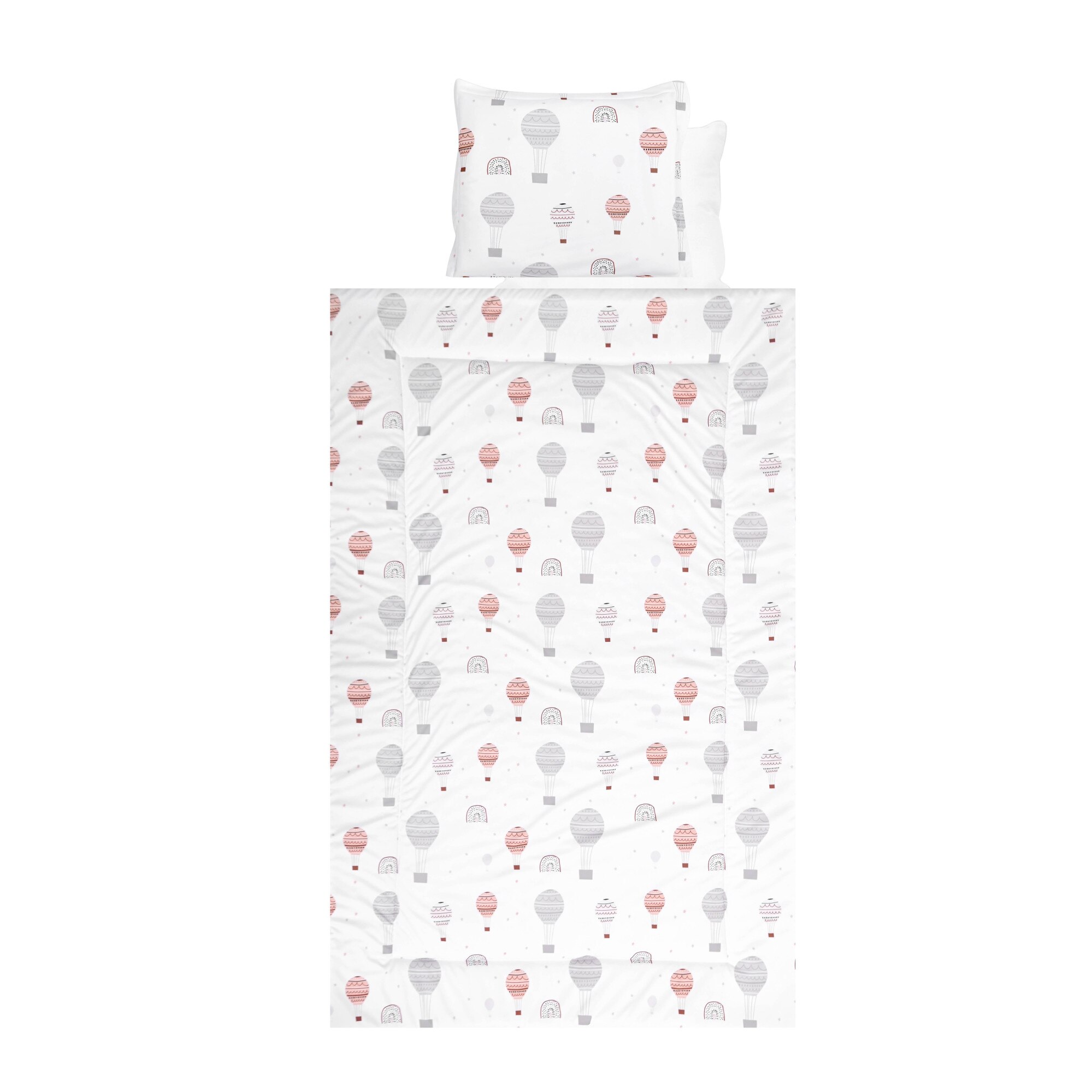 Set lenjerie pat 4 piese, Lorelli, bumbac ranforce, Grey Baloons