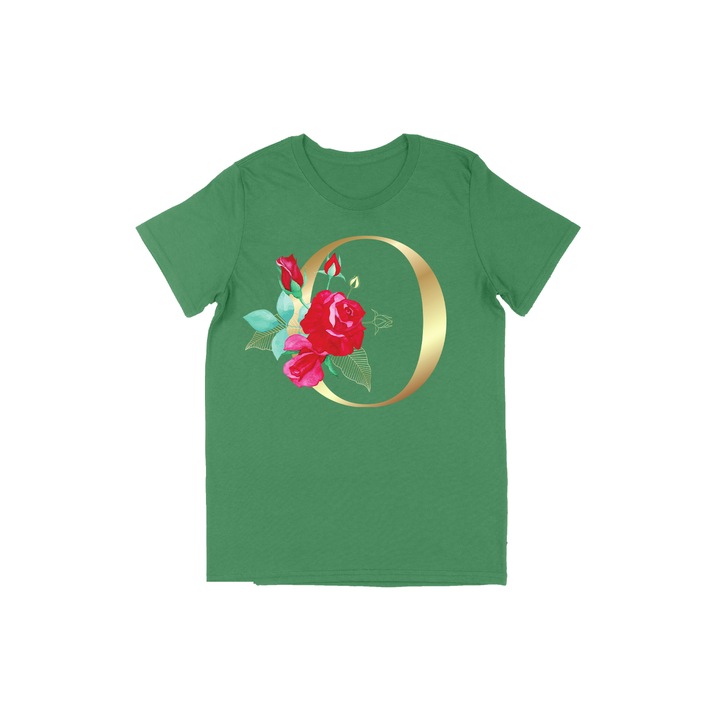 Gyerek póló virágos betűkkel, zöld