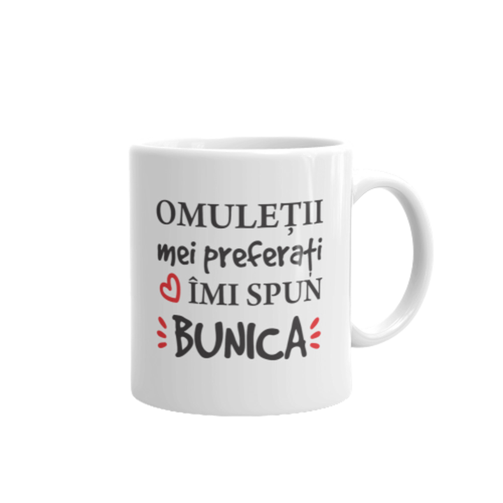 Cana personalizata Omuletii mei preferati imi spun Bunica Ceramica 330ml