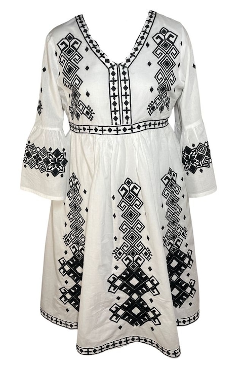 Ежедневна дамска рокля R777, Dacali, Бял / Черен