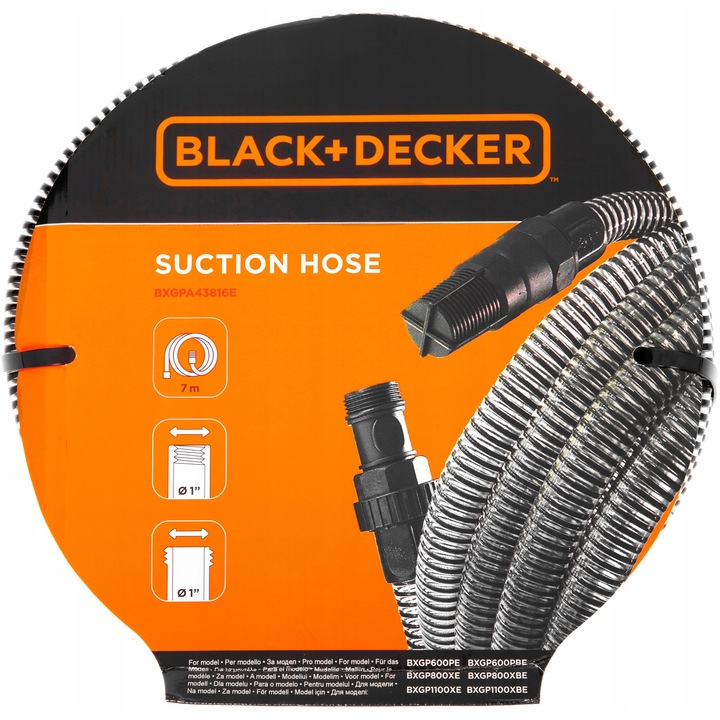 Black & Decker szívócső 1" 7m kerti szivattyúhoz