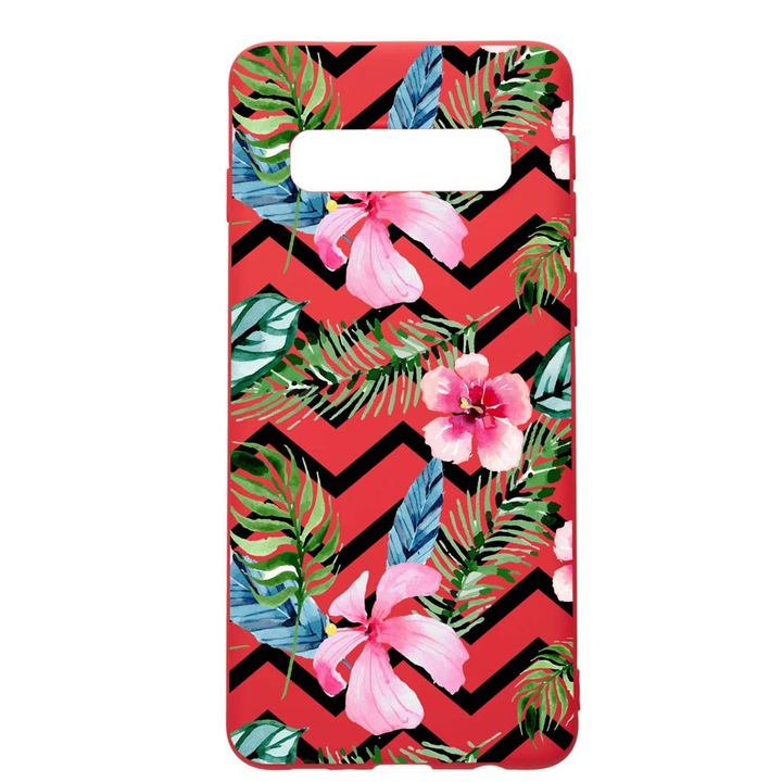 Силиконов калъф Unique за Samsung Galaxy S10 Plus, Tropical, Red, R 49