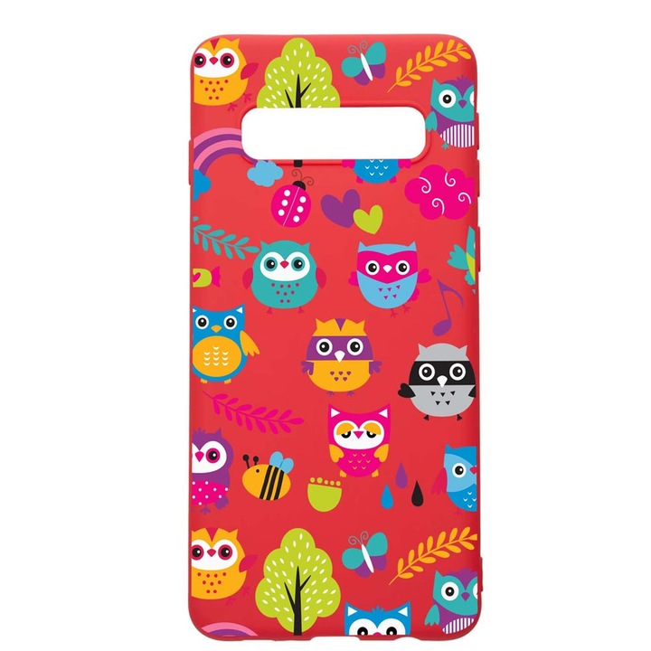 Силиконов калъф Unique за Samsung Galaxy S10 Plus, Owl, Red, R 43