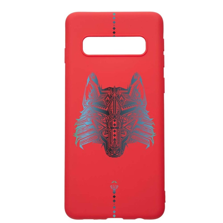 Силиконов калъф Unique за Samsung Galaxy S10 Plus, Wolf, Red, R 50