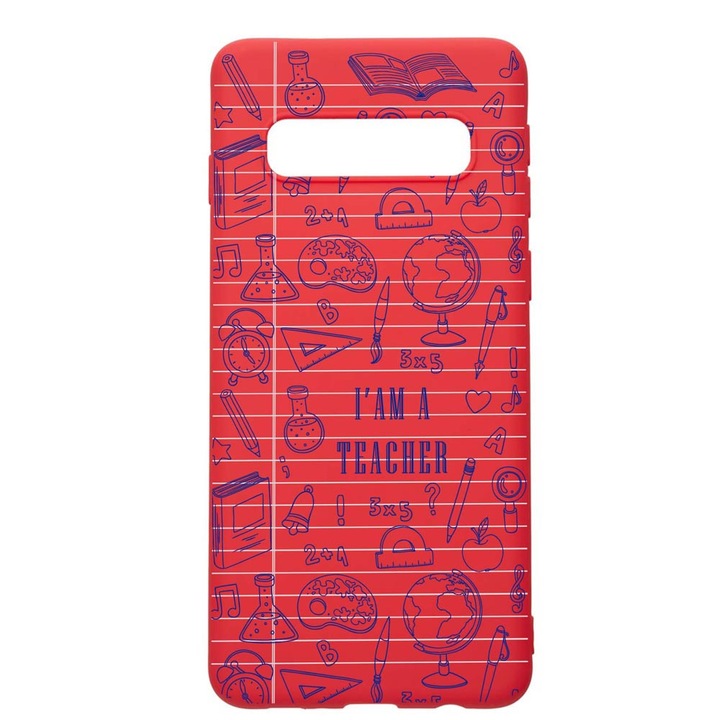 Силиконов калъф Unique за Samsung Galaxy S10 Plus, School, Red, R 46