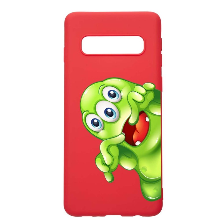 Силиконов калъф Unique за Samsung Galaxy S10 Plus, Green Monster, Red, R 60