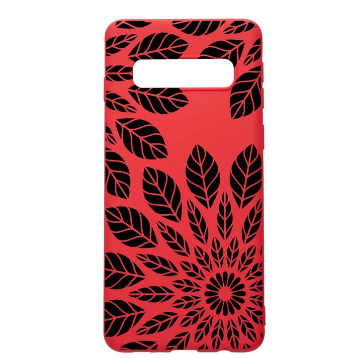 Силиконов калъф Unique за Samsung Galaxy S10 Plus, Flower Pattern, Red, R 76