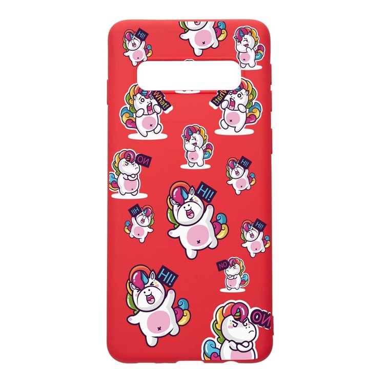 Силиконов калъф Unique за Samsung Galaxy S10 Plus, Fat Unicorn, Red, R 80