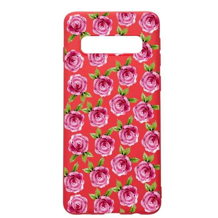Силиконов калъф Unique за Samsung Galaxy S10 Plus, Rose, Red, R 107