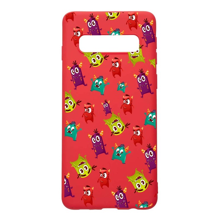 Силиконов калъф Unique за Samsung Galaxy S10 Plus, Little Monsters, Red, R 121