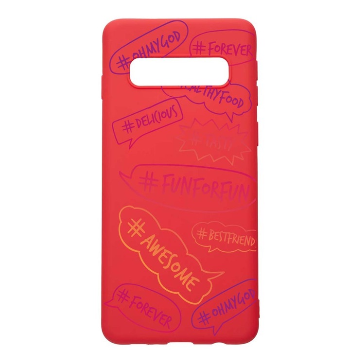 Силиконов калъф Unique за Samsung Galaxy S10 Plus, Fun, Red, R 125