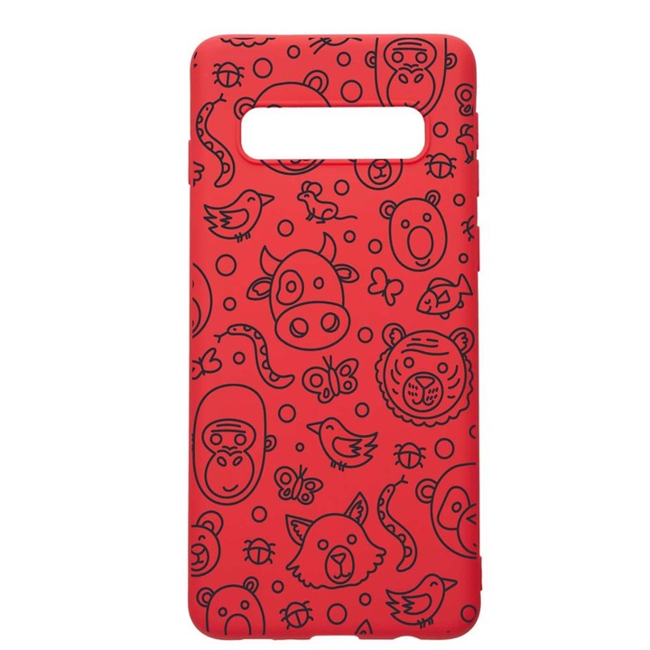 Силиконов калъф Unique за Samsung Galaxy S10 Plus, Teddy, Red, R 131