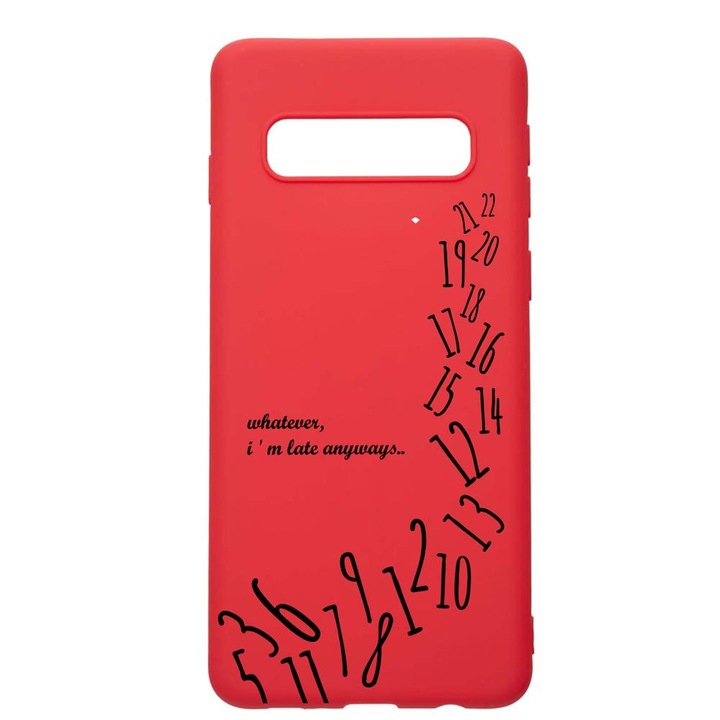 Силиконов калъф Unique за Samsung Galaxy S10 Plus, I'm Late Always, Red, R 141