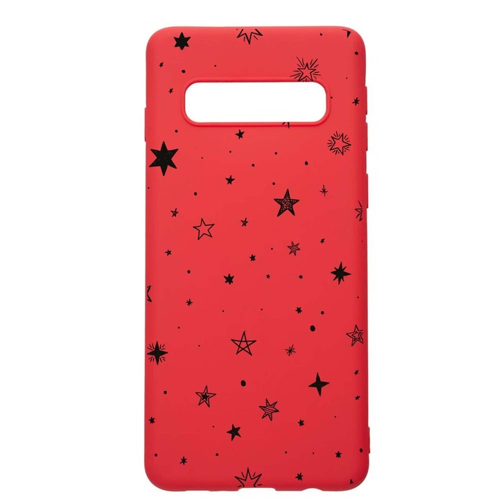 Силиконов калъф Unique за Samsung Galaxy S10 Plus, Stars, Red, R 143