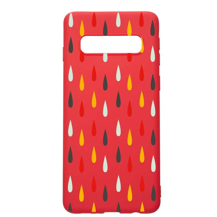 Силиконов калъф Unique за Samsung Galaxy S10 Plus, Raindrop, Red, R 160