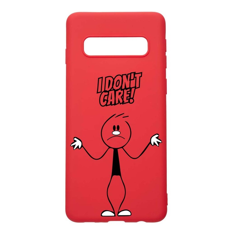 Силиконов калъф Unique за Samsung Galaxy S10 Plus, I Don't Care, Red, R 162
