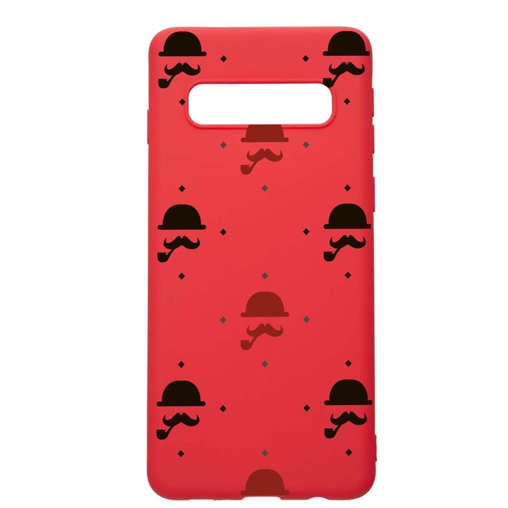 Силиконов калъф Unique за Samsung Galaxy S10 Plus, Mustache, Red, R 180