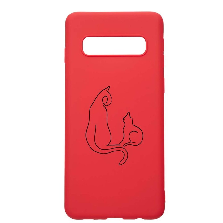 Силиконов калъф Unique за Samsung Galaxy S10 Plus, Abstract Cat, Red, R 738
