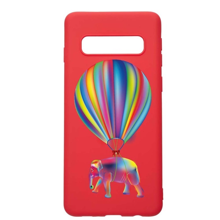 Силиконов калъф Unique за Samsung Galaxy S10 Plus, Rainbow Elefant, Red, R 767