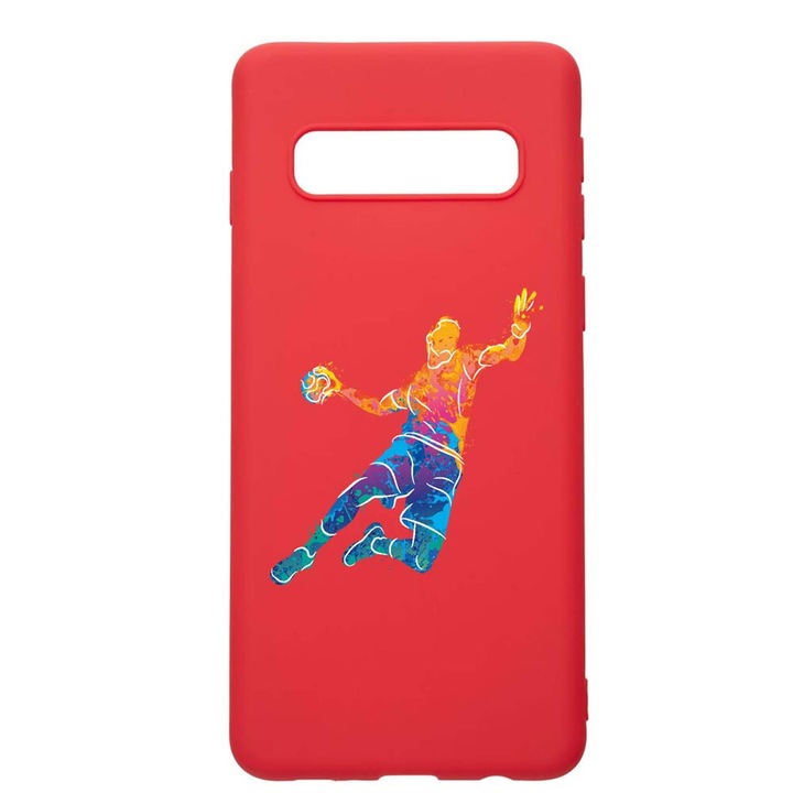 Силиконов калъф Unique за Samsung Galaxy S10 Plus, Handball Colorful, Red, R 800