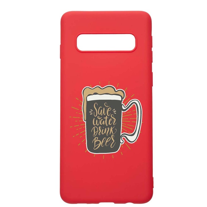 Силиконов калъф Unique за Samsung Galaxy S10 Plus, Save Water, Red, R 806