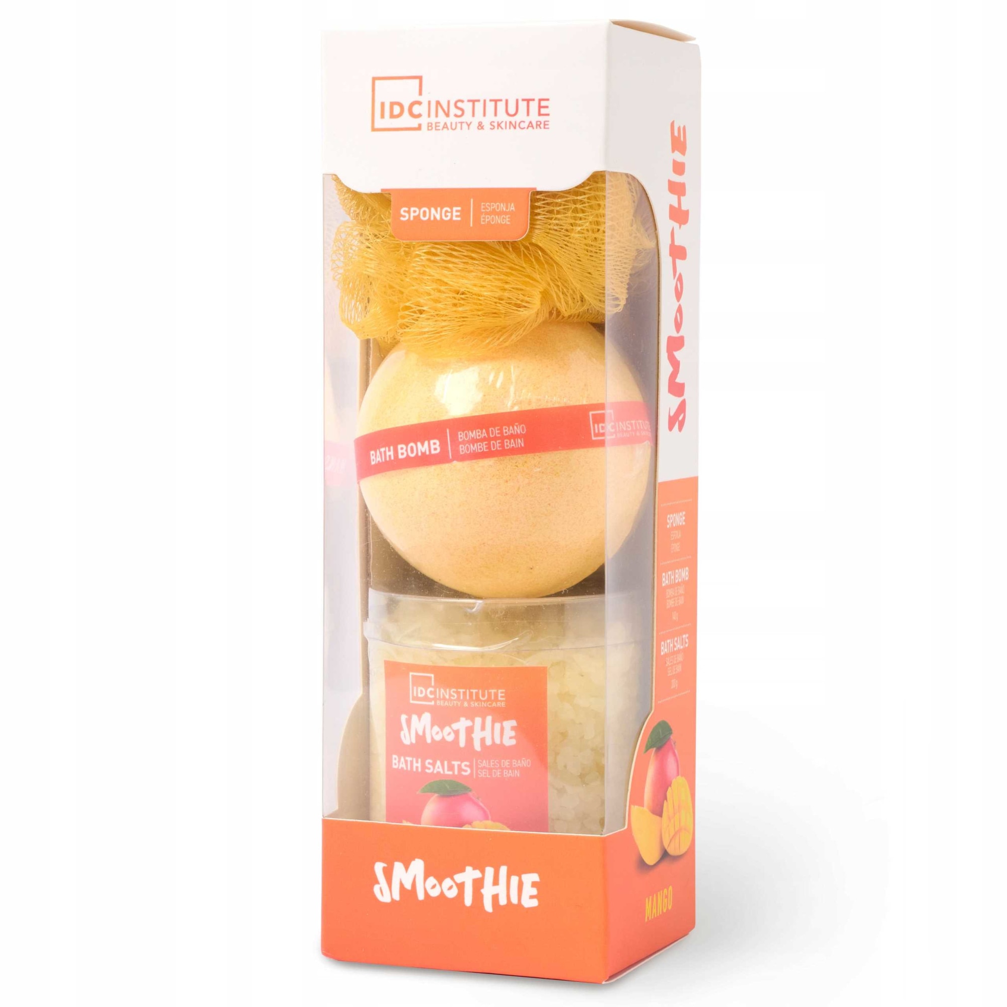Комплект бомба и сол за баня IDC Institute, Smoothie Mango, жълто - eMAG.bg