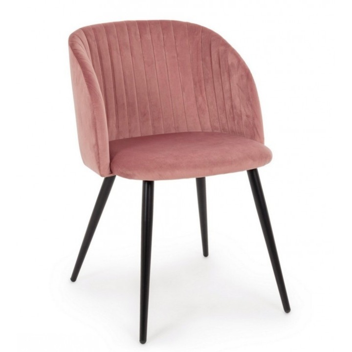 Set 2 scaune catifea roz Queen 53x57x81.5 cm