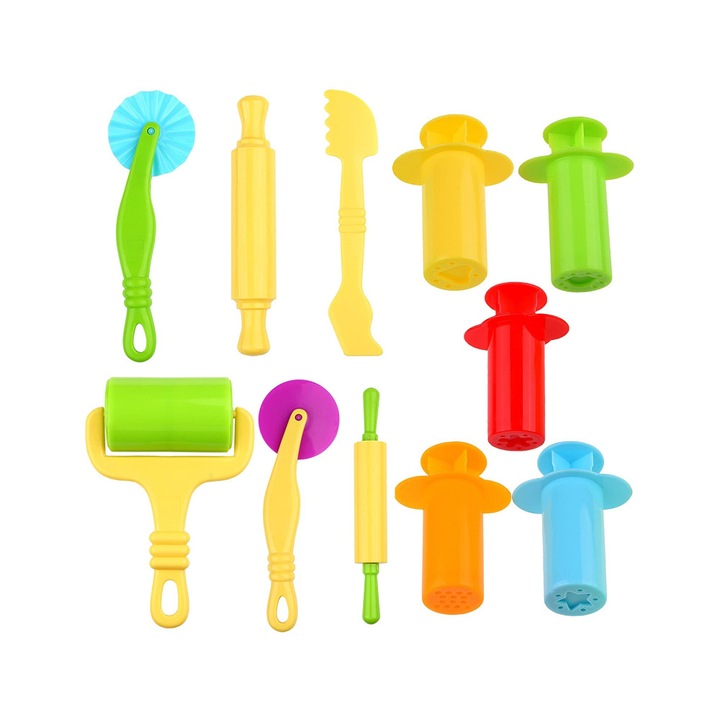 Set 11 instrumente pentru aluat, Mbooulc, Stimulare creativitate/imaginatie, Multicolor