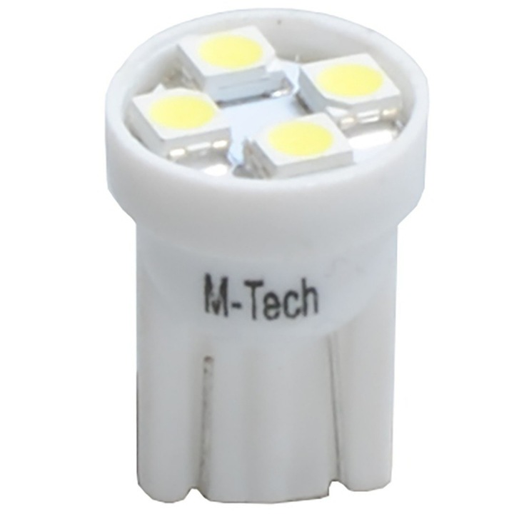 Bec auto M-Tech, LED, W5W, T10, 12 V, Alb