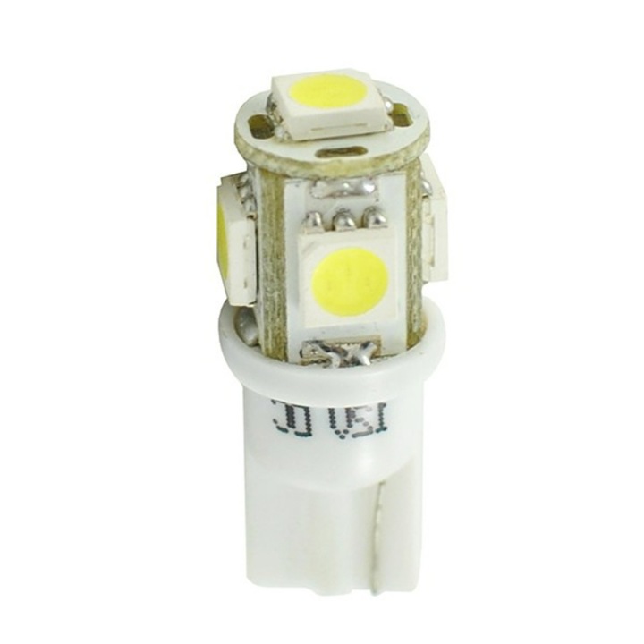Bec auto M-Tech, LED, SMD5050, T10, W5W, 12 V, Alb