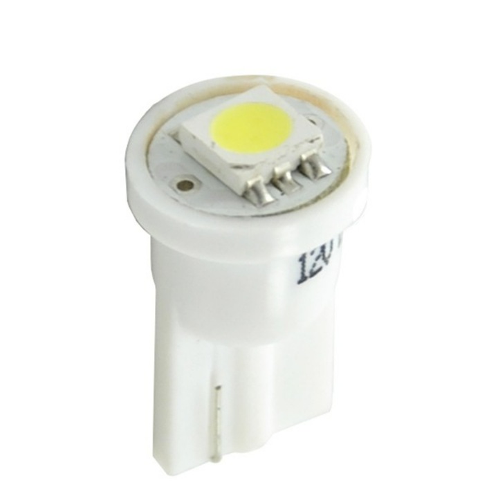 Комплект 2 автомобилни крушки M-Tech, LED, SMD5050, T10, 12 V, Бел