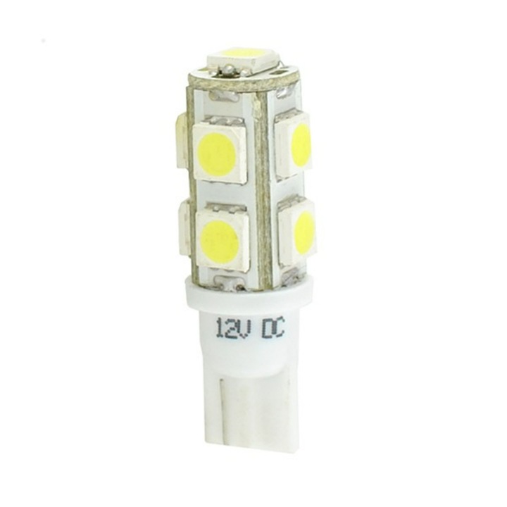 Комплект 2 автомобилни крушки M-Tech, LED, SMD5050, T10, 12 V, бял