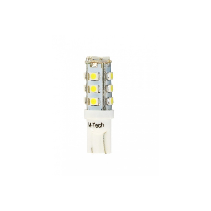 Комплект 2 броя авто крушки M-Tech, LED, SMD3528, T10, 12 V, бял