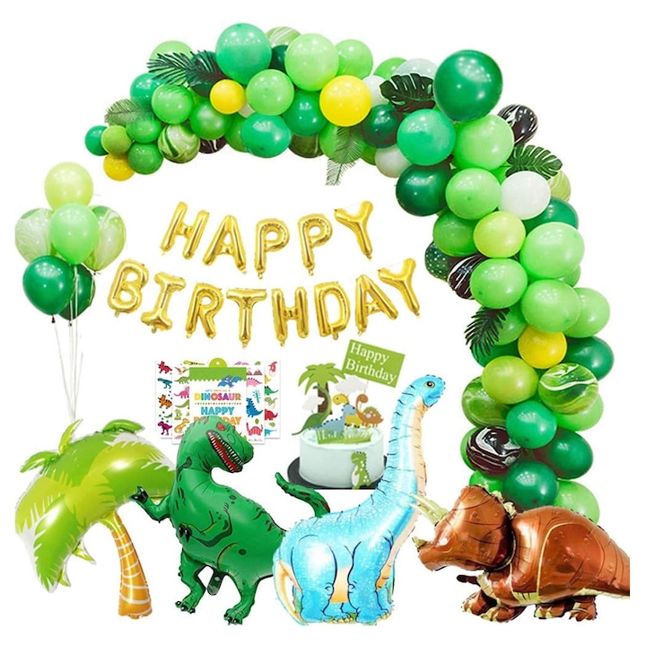 Комплект балони XIUWOO, фолио/латекс, модел динозавър, многоцветен